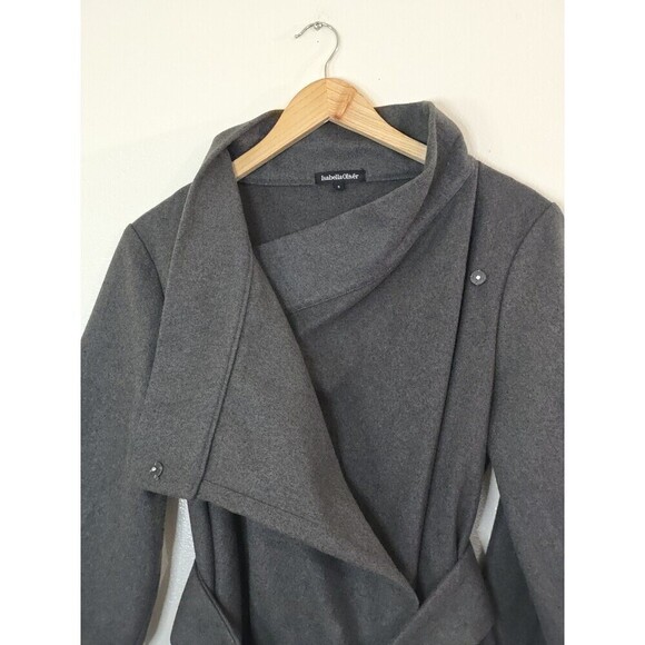 Isabella Oliver Maternity Belted Wrap Coat Size Small Gray Wool Blend Jacket - Picture 6 of 11